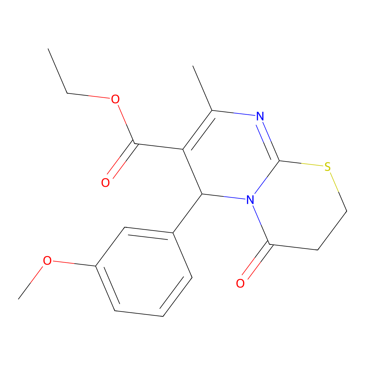 ethyl 6-(3-methoxyphenyl)-8-methyl-4-oxo-2H,3H,4H,6H-pyrimido[2,1-b][1,3]thiazine-7-carboxylate molecular structure, CAS 608494-30-0