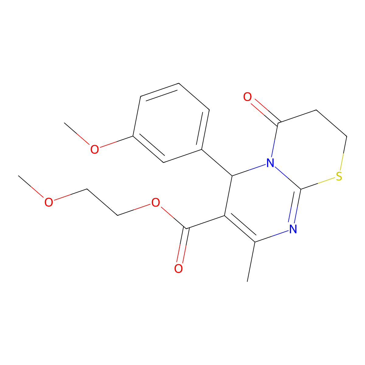 2-Methoxyethyl 6-(3-methoxyphenyl)-8-methyl-4-oxo-2,3,4,6-tetrahydropyrimido[2,1-b][1,3]thiazine-7-carboxylate molecular structure, CAS 608494-36-6