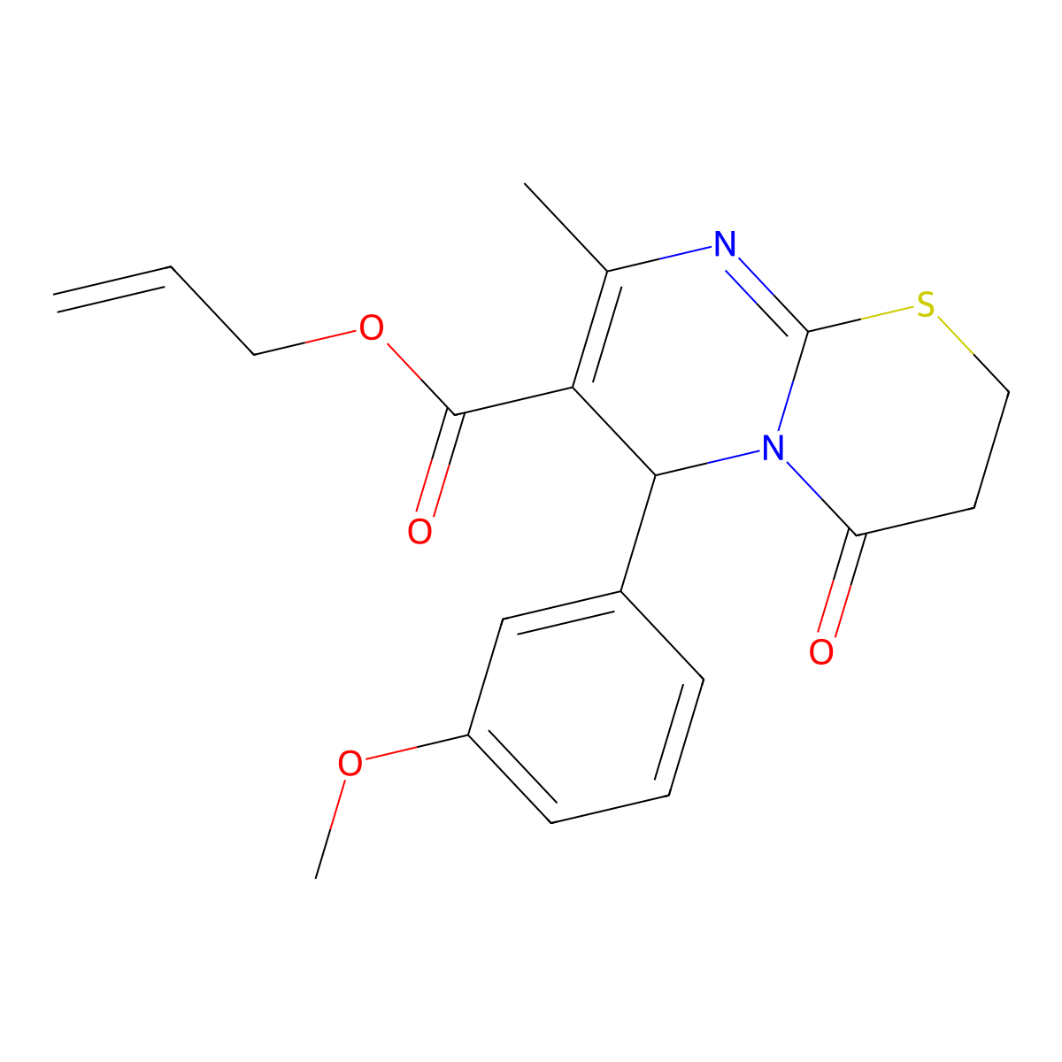prop-2-en-1-yl 6-(3-methoxyphenyl)-8-methyl-4-oxo-2H,3H,4H,6H-pyrimido[2,1-b][1,3]thiazine-7-carboxylate molecular structure, CAS 608494-37-7