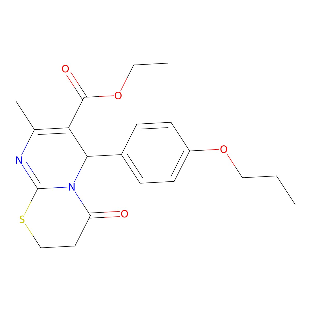 ethyl 8-methyl-4-oxo-6-(4-propoxyphenyl)-2H,3H,4H,6H-pyrimido[2,1-b][1,3]thiazine-7-carboxylate molecular structure, CAS 608494-39-9