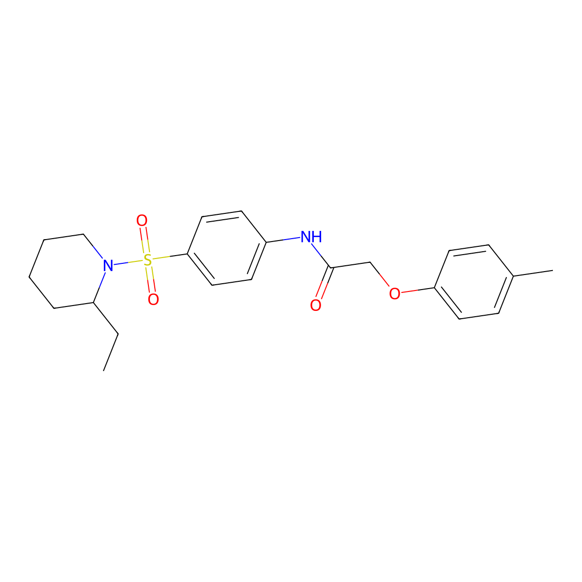 N-{4-[(2-ethylpiperidin-1-yl)sulfonyl]phenyl}-2-(4-methylphenoxy)acetamide molecular structure, CAS 608494-50-4