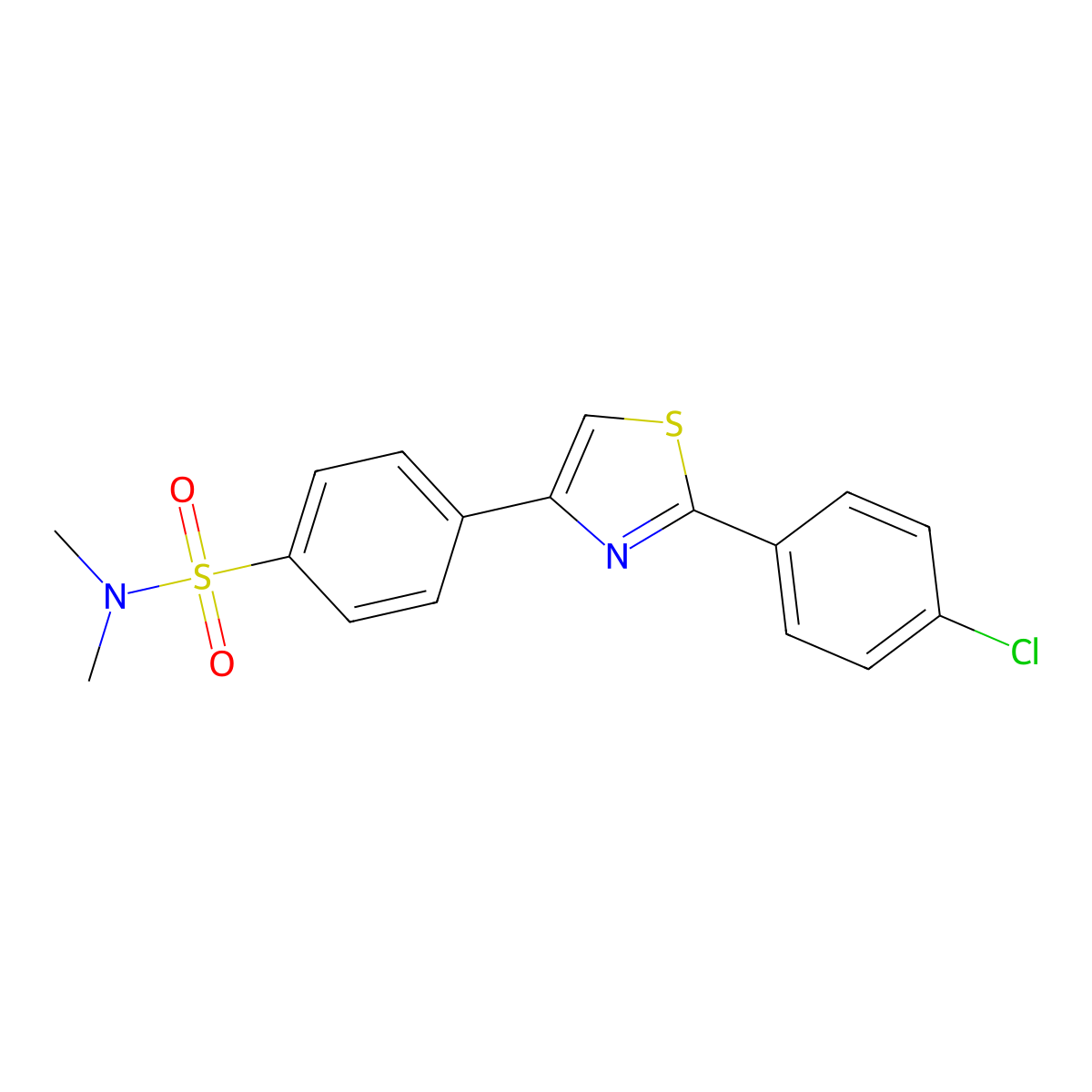 4-[2-(4-chlorophenyl)-1,3-thiazol-4-yl]-N,N-dimethylbenzenesulfonamide molecular structure, CAS 608494-77-5