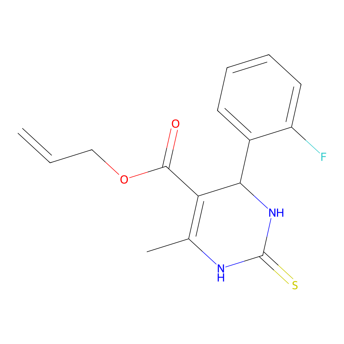 Allyl 4-(2-fluorophenyl)-6-methyl-2-thioxo-1,2,3,4-tetrahydropyrimidine-5-carboxylate molecular structure, CAS 608495-01-8