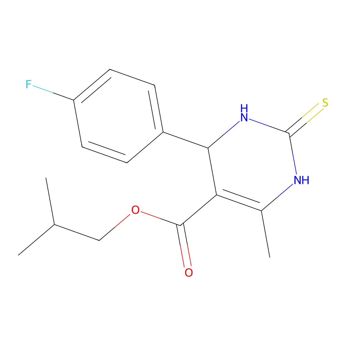 Isobutyl 4-(4-fluorophenyl)-6-methyl-2-thioxo-1,2,3,4-tetrahydropyrimidine-5-carboxylate molecular structure, CAS 608495-09-6