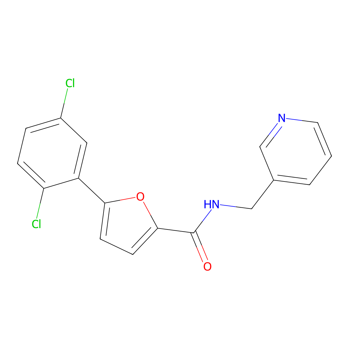 5-(2,5-dichlorophenyl)-N-(pyridin-3-ylmethyl)furan-2-carboxamide molecular structure, CAS 6085-50-3