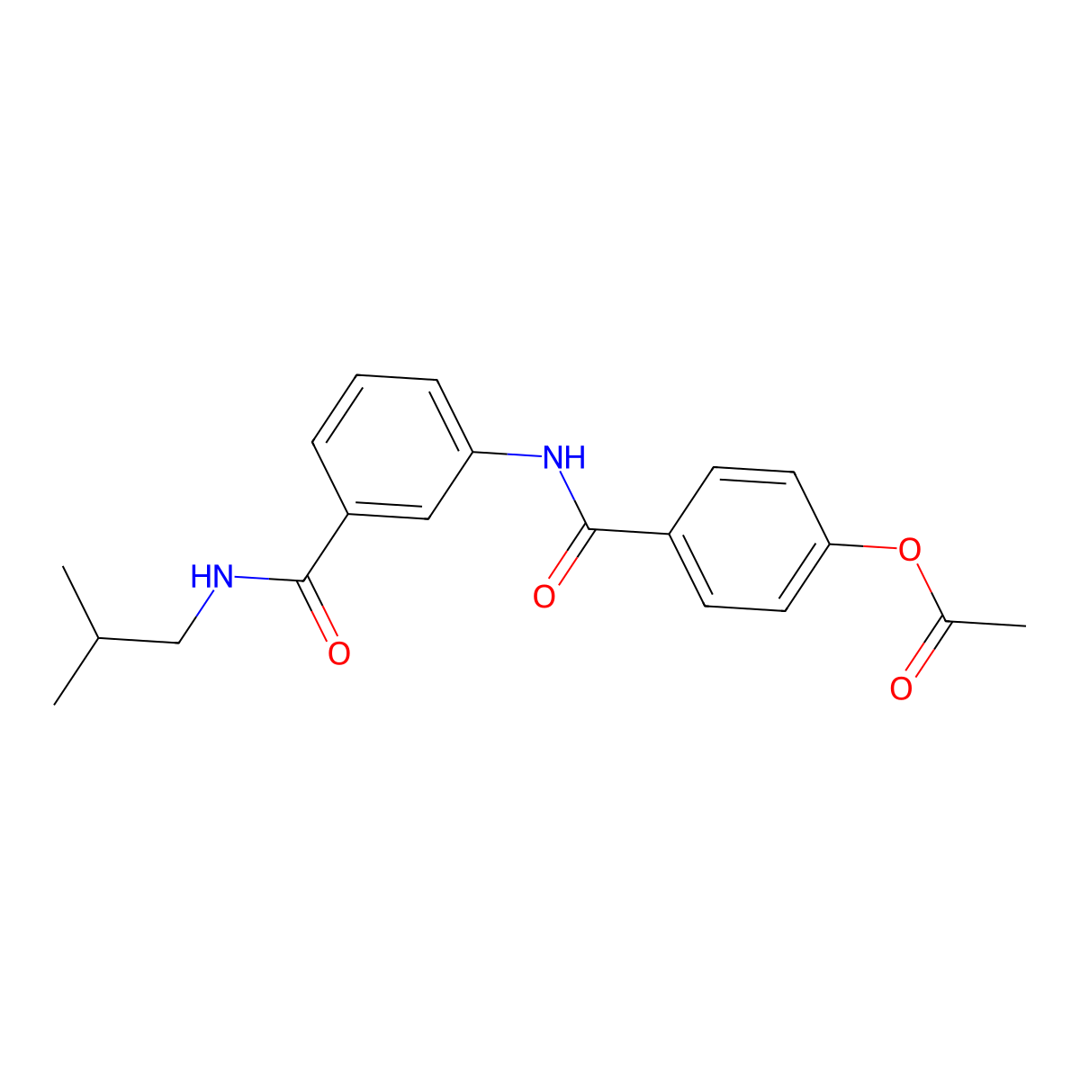 4-({3-[(2-Methylpropyl)carbamoyl]phenyl}carbamoyl)phenyl acetate molecular structure, CAS 6085-80-9