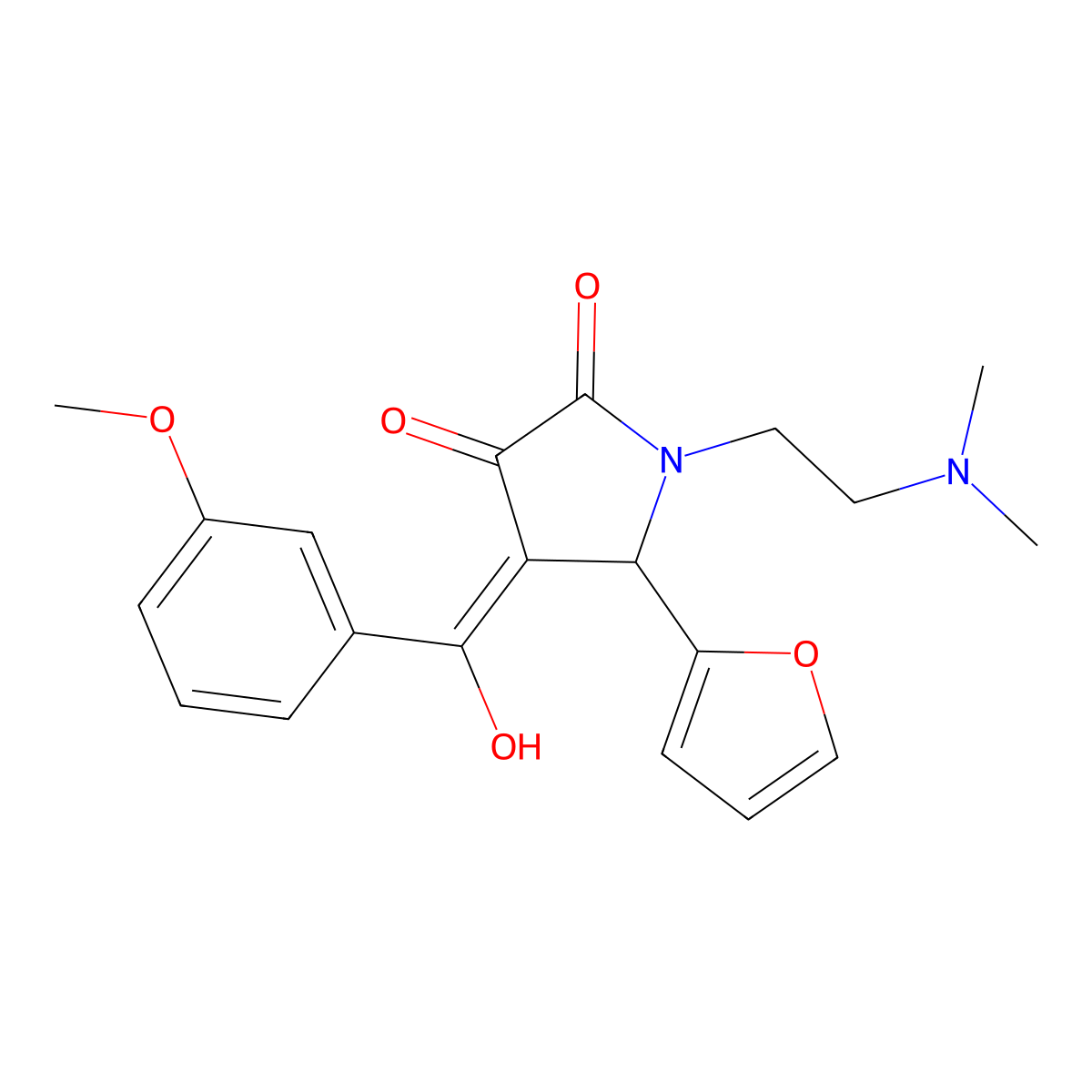 1-[2-(dimethylamino)ethyl]-5-(furan-2-yl)-3-hydroxy-4-(3-methoxybenzoyl)-2,5-dihydro-1H-pyrrol-2-one molecular structure, CAS 608503-32-8