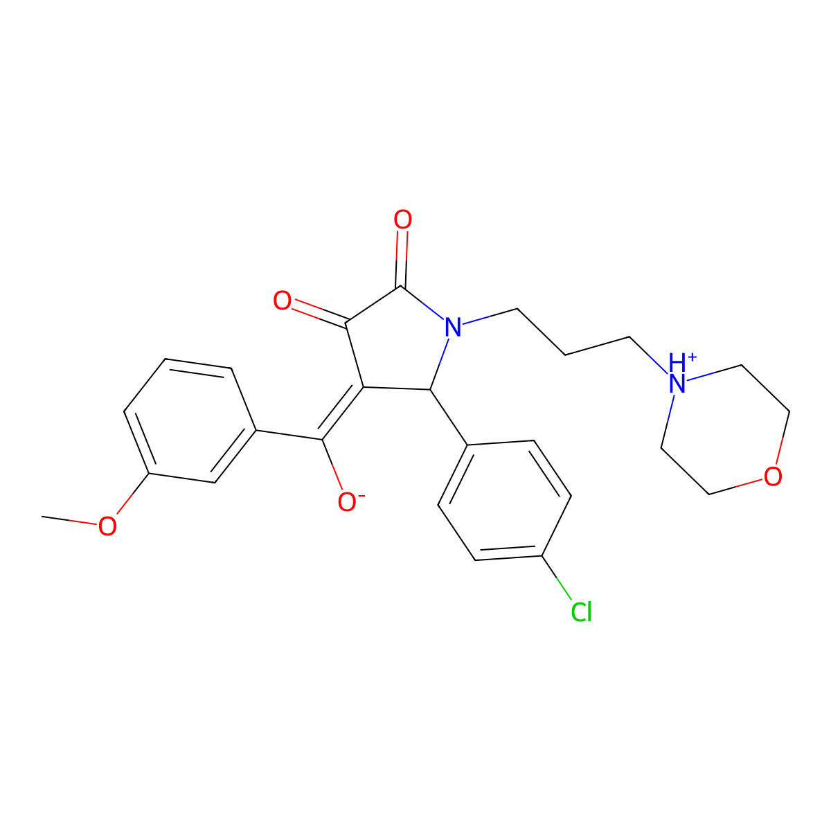 5-(4-chlorophenyl)-3-hydroxy-4-(3-methoxybenzoyl)-1-[3-(morpholin-4-yl)propyl]-2,5-dihydro-1H-pyrrol-2-one molecular structure, CAS 608505-08-4