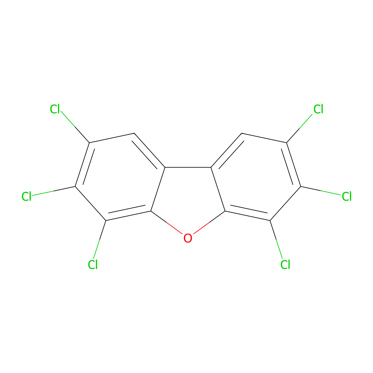 2,3,4,6,7,8-Hexachlorodibenzofuran molecular structure, CAS 60851-34-5