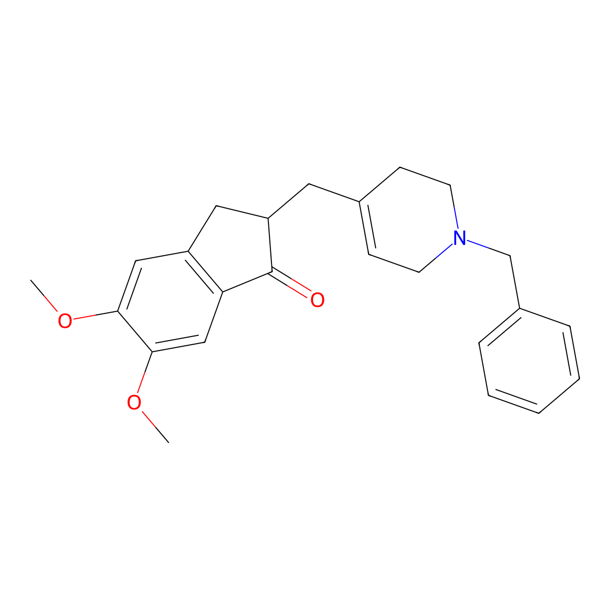 2,3-Dihydro-5,6-dimethoxy-2-[[1,2,3,6-tetrahydro-1-(phenylmethyl)-4-pyridinyl]methyl]-1H-inden-1-one molecular structure, CAS 608511-44-0