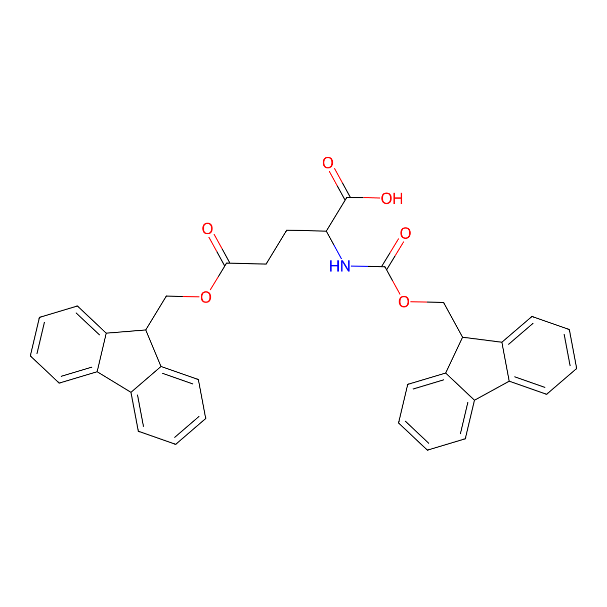 (S)-5-((9H-Fluoren-9-yl)methoxy)-2-((((9H-fluoren-9-yl)methoxy)carbonyl)amino)-5-oxopentanoic acid molecular structure, CAS 608512-86-3