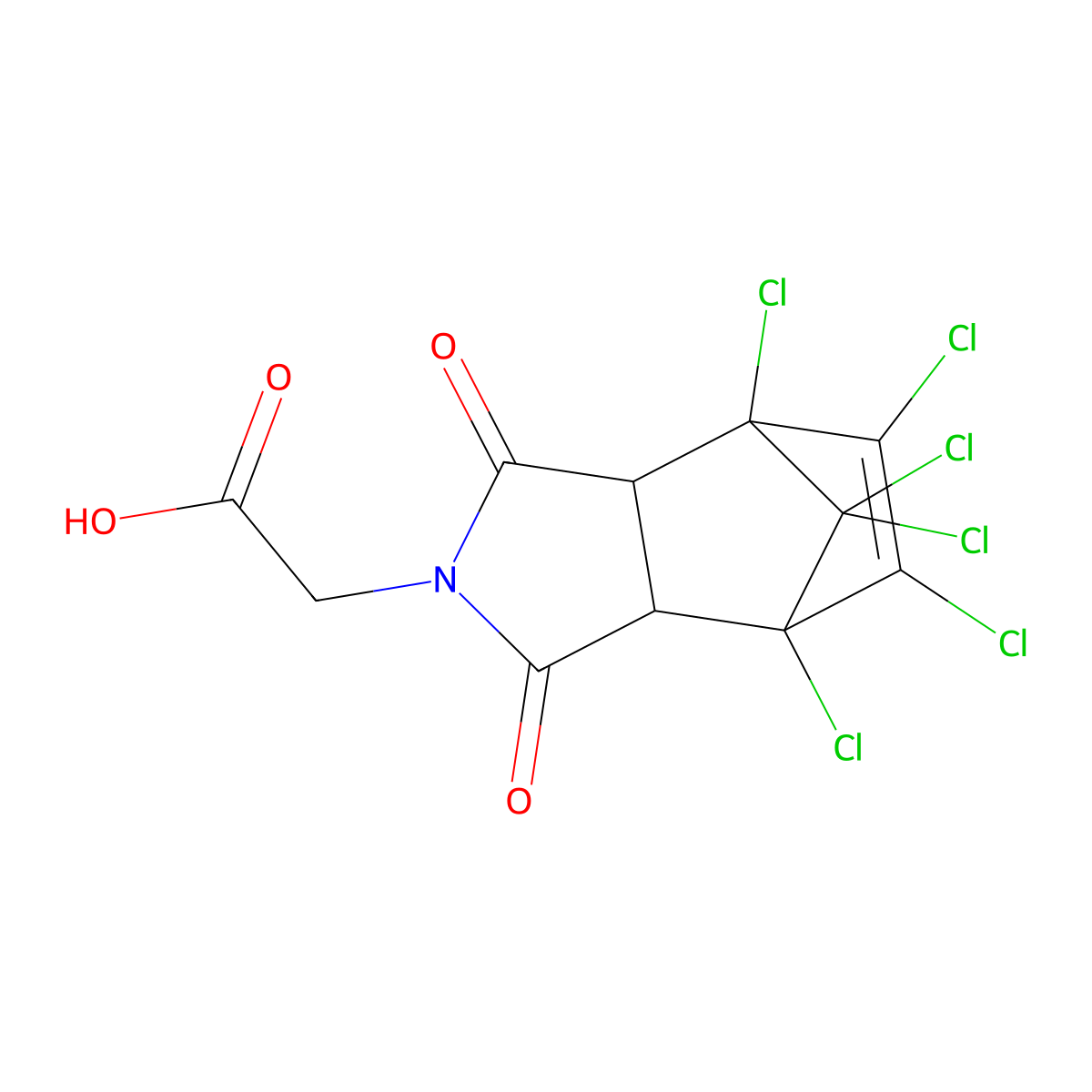 (4,5,6,7,8,8-Hexachloro-1,3-dioxo-1,3,3a,4,7,7a-hexahydro-2H-4,7-methanoisoindol-2-yl)acetic acid molecular structure, CAS 60852-36-0