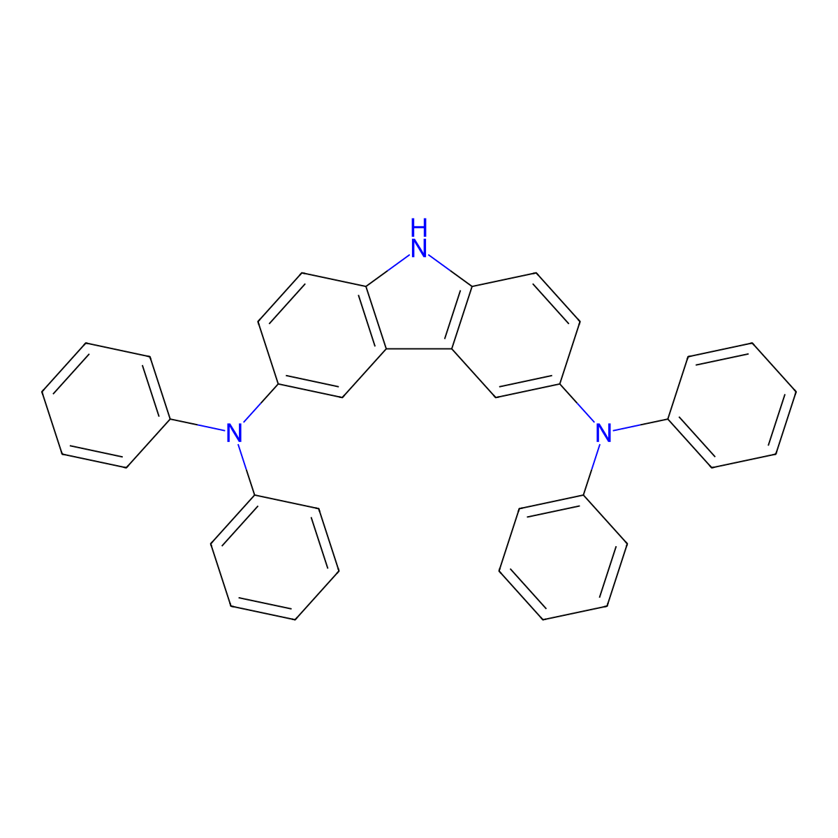N3,N3,N6,N6-tetraphenyl-9H-carbazole-3,6-diamine molecular structure, CAS 608527-58-8