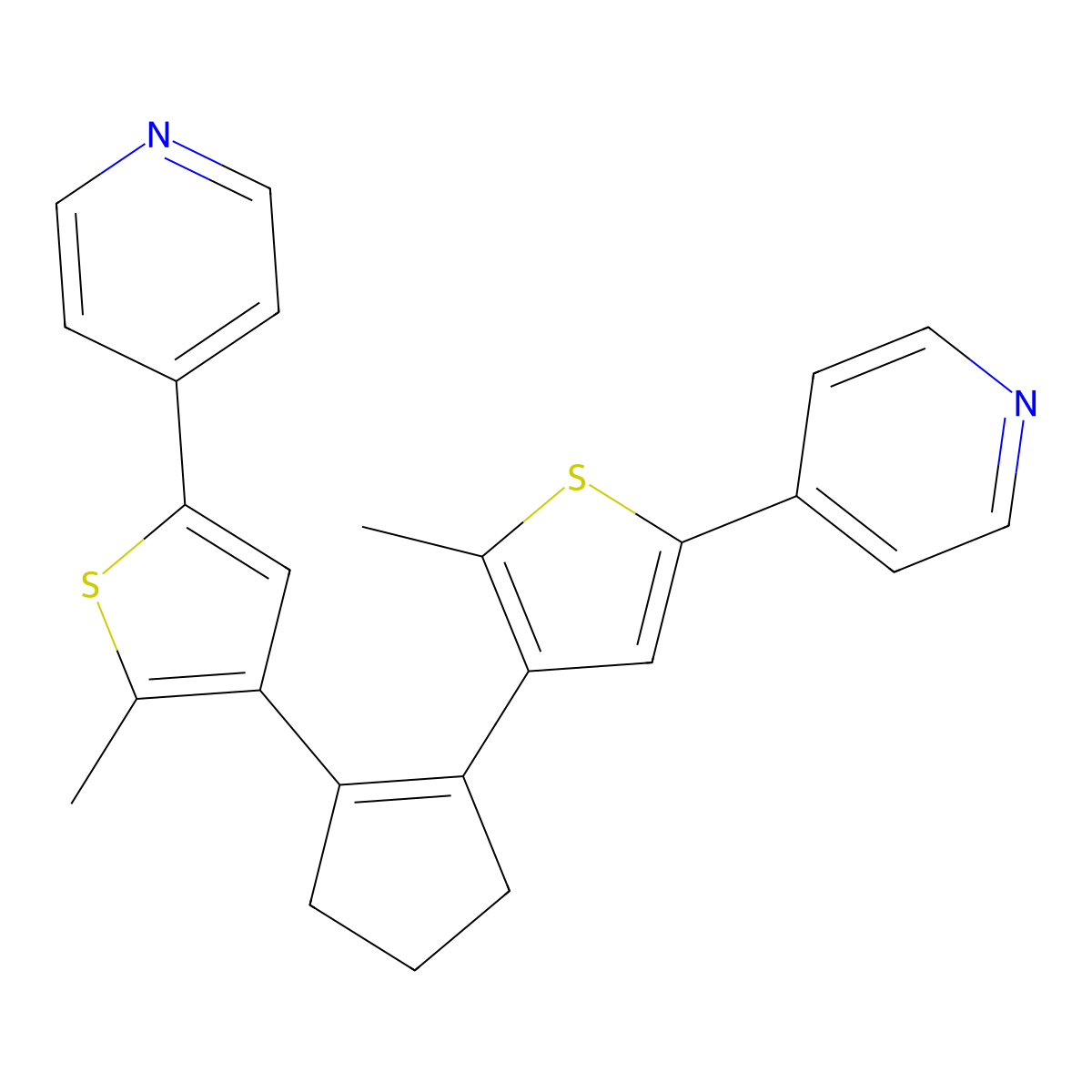 1,2-Bis(2-methyl-5-(pyridin-4-yl)thiophen-3-yl)cyclopent-1-ene molecular structure, CAS 608528-49-0