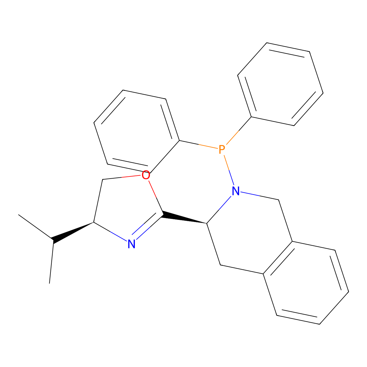 (S)-2-((S)-2-(Diphenylphosphanyl)-1,2,3,4-tetrahydroisoquinolin-3-yl)-4-isopropyl-4,5-dihydrooxazole molecular structure, CAS 608533-79-5