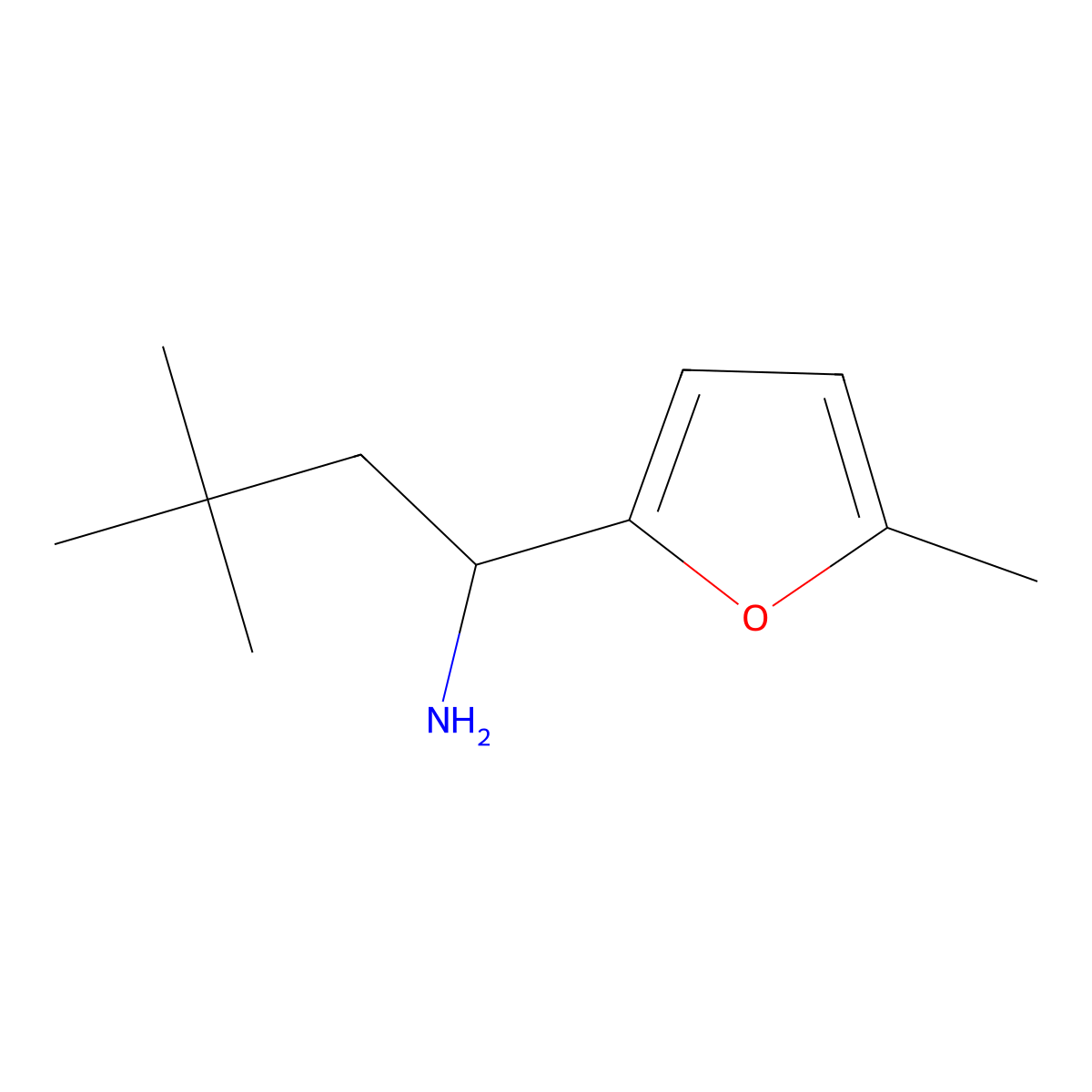 3,3-Dimethyl-1-(5-methylfuran-2-yl)butan-1-amine molecular structure, CAS 608537-64-0