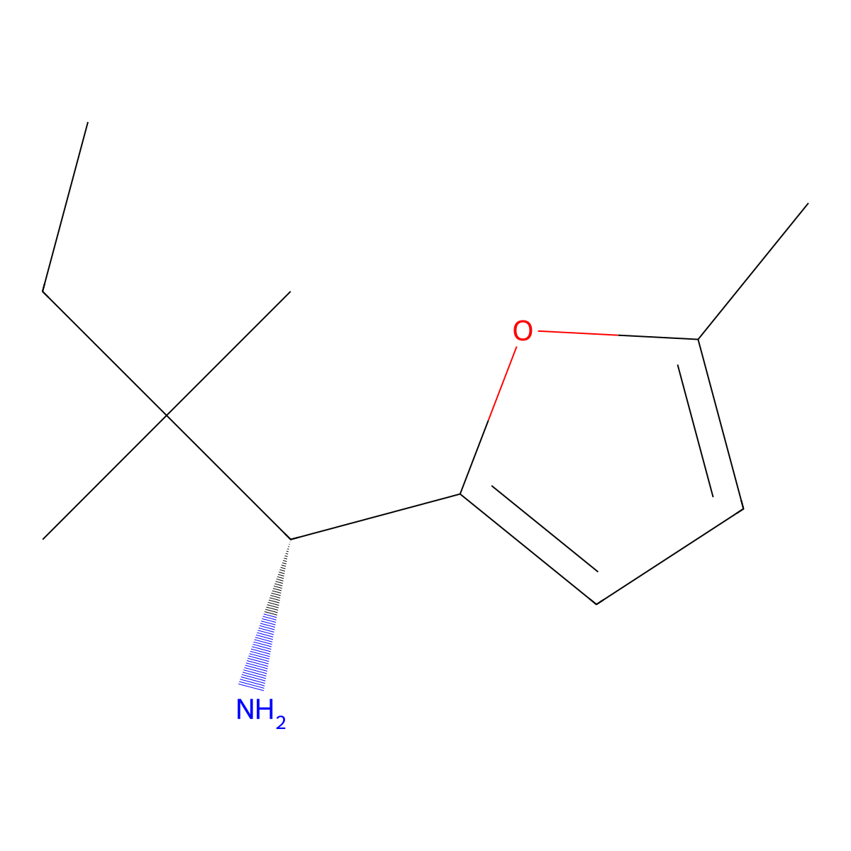 (R)-2,2-dimethyl-1-(5-methylfuran-2-yl)butan-1-amine molecular structure, CAS 608538-30-3
