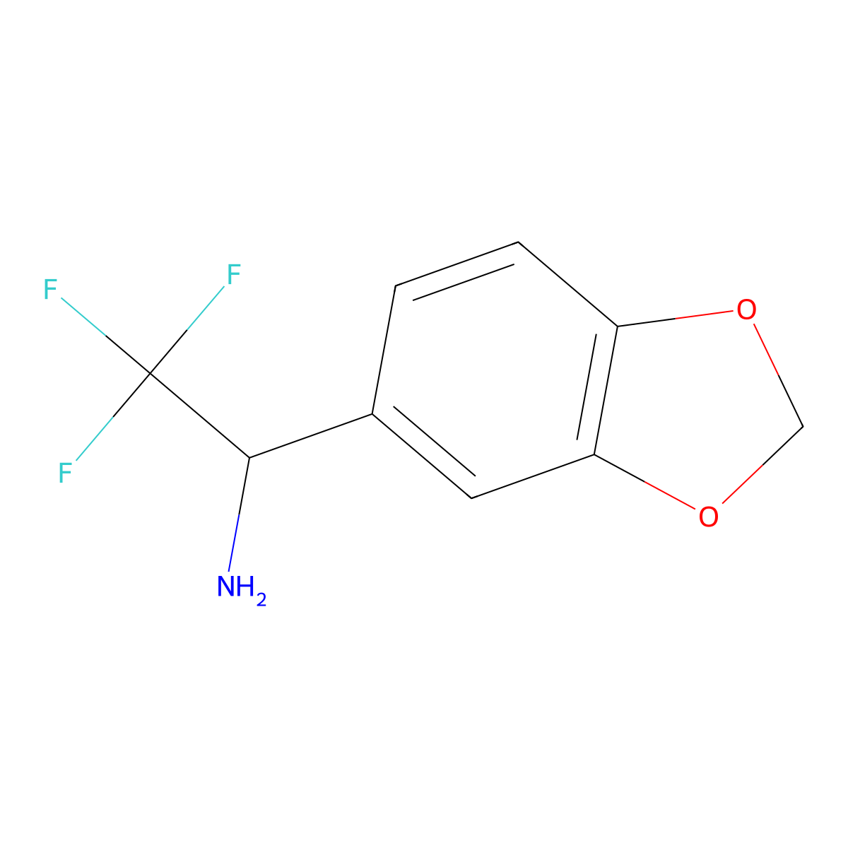 (1S)-1-(1,3-benzodioxol-5-yl)-2,2,2-trifluoroethanamine molecular structure, CAS 608538-44-9