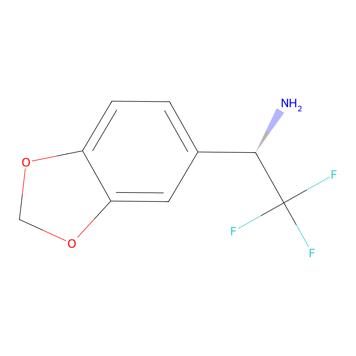 (1S)-1-(1,3-benzodioxol-5-yl)-2,2,2-trifluoroethanamine molecular structure, CAS 608538-44-9
