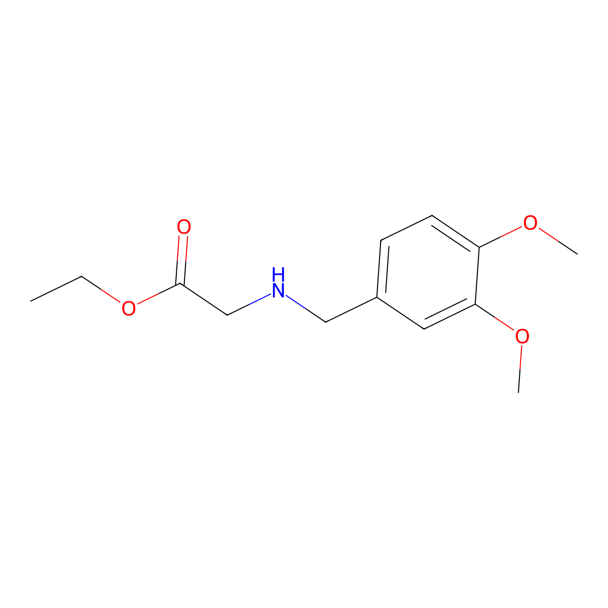 Ethyl 2-{[(3,4-dimethoxyphenyl)methyl]amino}acetate molecular structure, CAS 60857-14-9