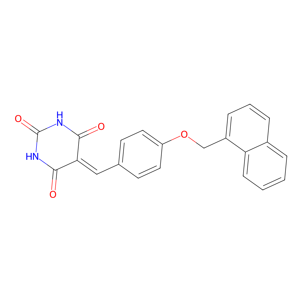5-{[4-(Naphthylmethoxy)phenyl]methylene}-1,3-dihydropyrimidine-2,4,6-trione molecular structure, CAS 6086-86-8