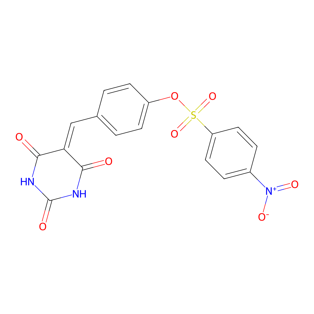 4-[(2,4,6-Trioxotetrahydropyrimidin-5(2H)-ylidene)methyl]phenyl 4-nitrobenzene-1-sulfonate molecular structure, CAS 6086-95-9