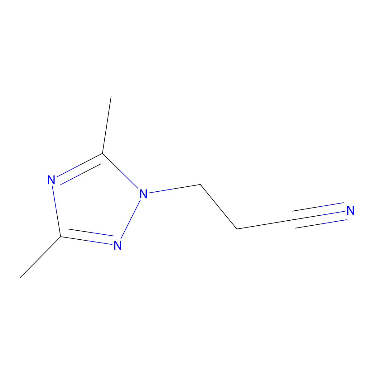 3-(3,5-dimethyl-1H-1,2,4-triazol-1-yl)propanenitrile molecular structure, CAS 60866-60-6