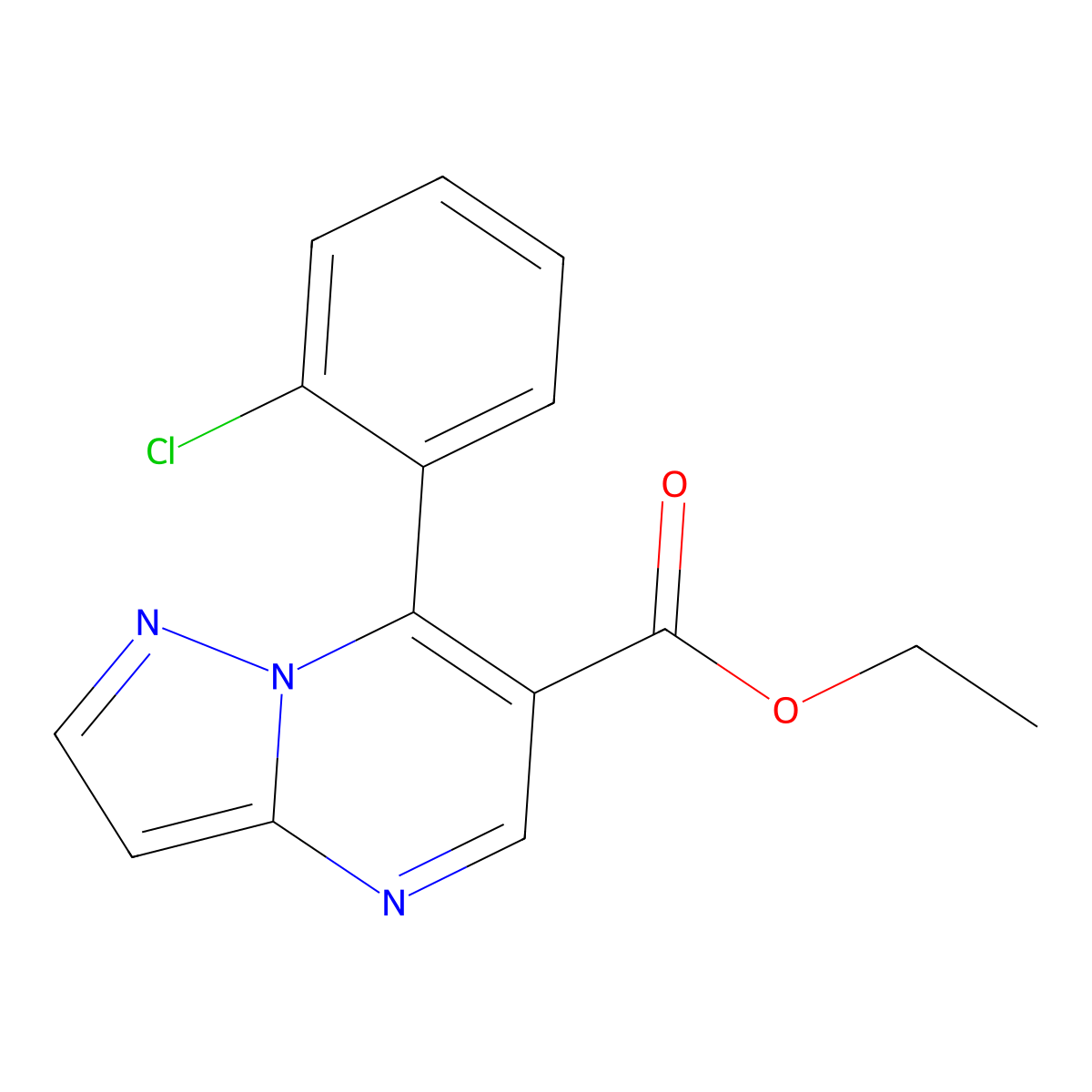 Ethyl 7-(2-chlorophenyl)pyrazolo[1,5-a]pyrimidine-6-carboxylate molecular structure, CAS 60868-62-4