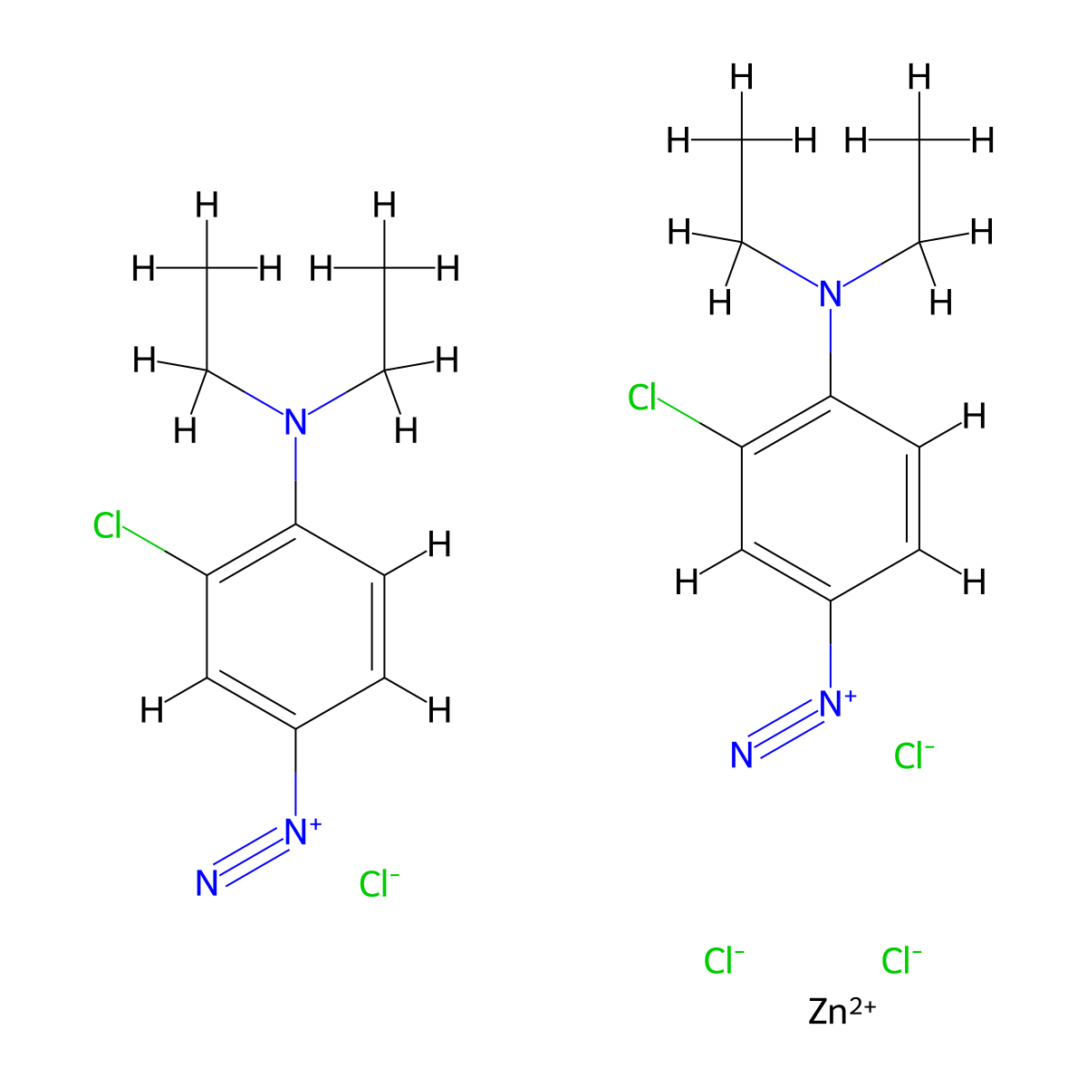 Benzenediazonium, 3-chloro-4-(diethylamino)-, (T-4)-tetrachlorozincate(2-) (2:1) molecular structure, CAS 60869-68-3
