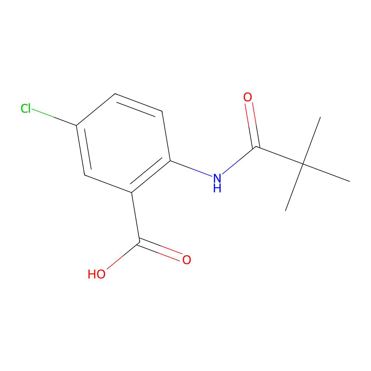 5-Chloro-2-(2,2-dimethylpropanoylamino)benzoic acid molecular structure, CAS 6087-34-9
