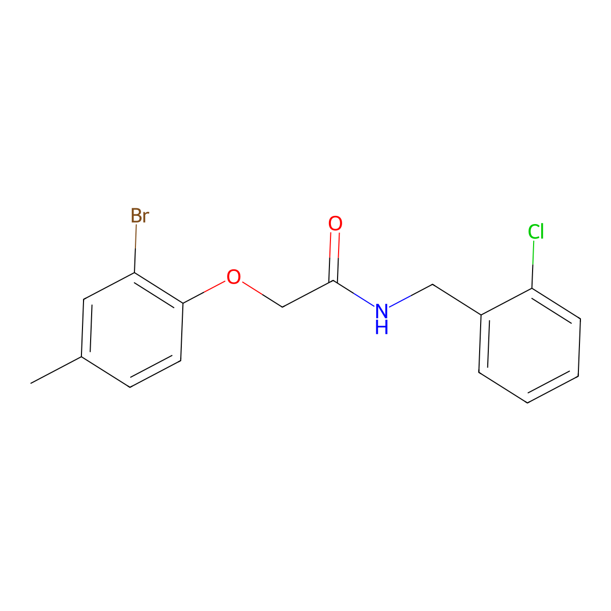 2-(2-bromo-4-methylphenoxy)-N-(2-chlorobenzyl)acetamide molecular structure, CAS 6087-92-9
