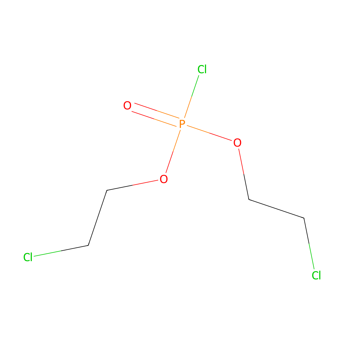Bis(2-chloroethyl) chlorophosphate molecular structure, CAS 6087-94-1