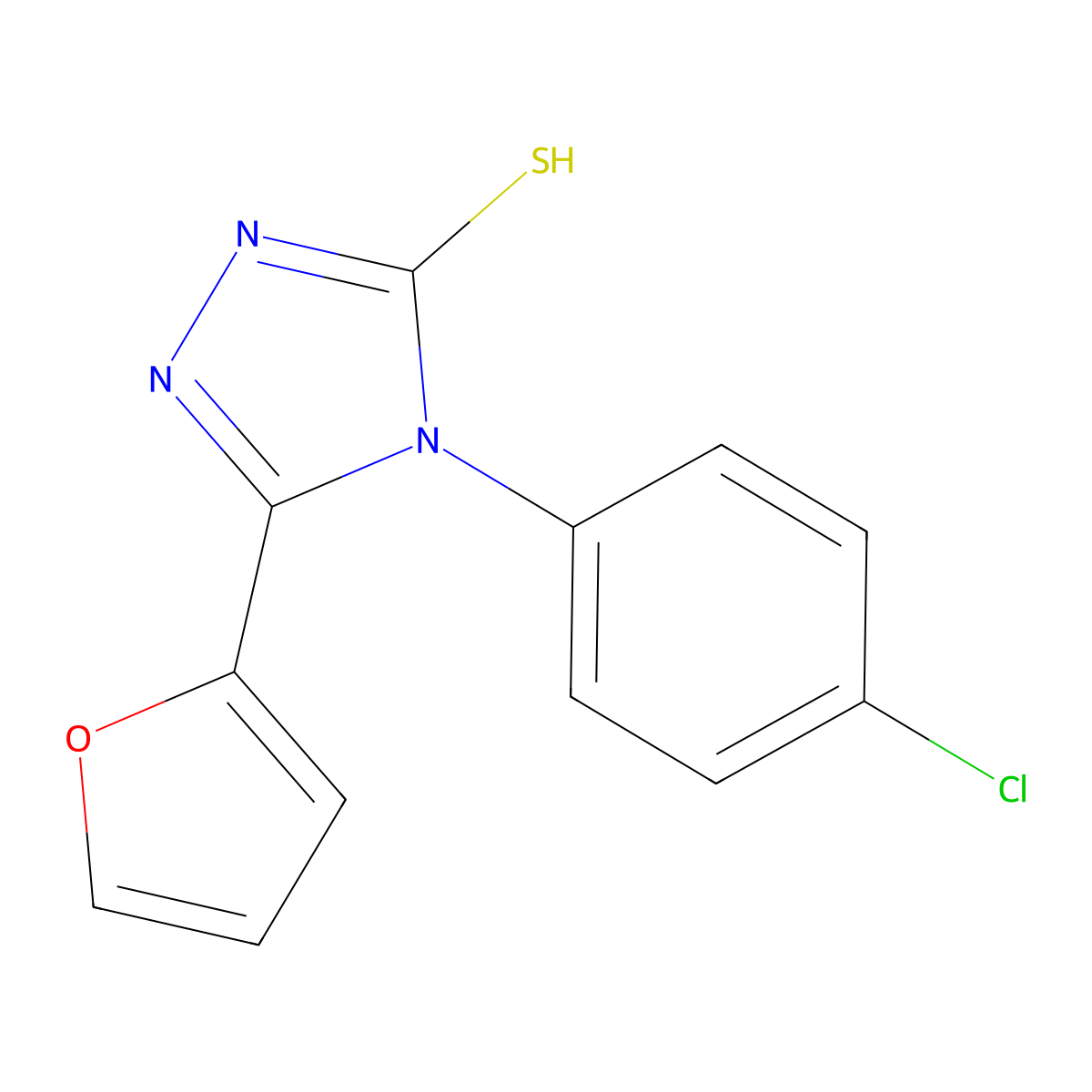 4-(4-chlorophenyl)-5-(furan-2-yl)-4H-1,2,4-triazole-3-thiol molecular structure, CAS 60870-39-5
