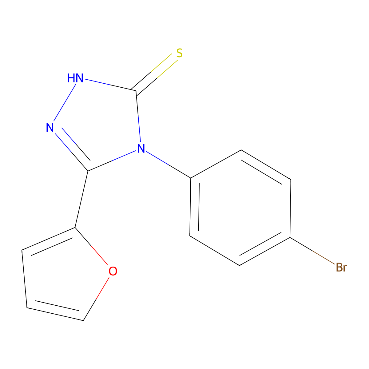 4-(4-bromophenyl)-5-(furan-2-yl)-4H-1,2,4-triazole-3-thiol molecular structure, CAS 60870-40-8