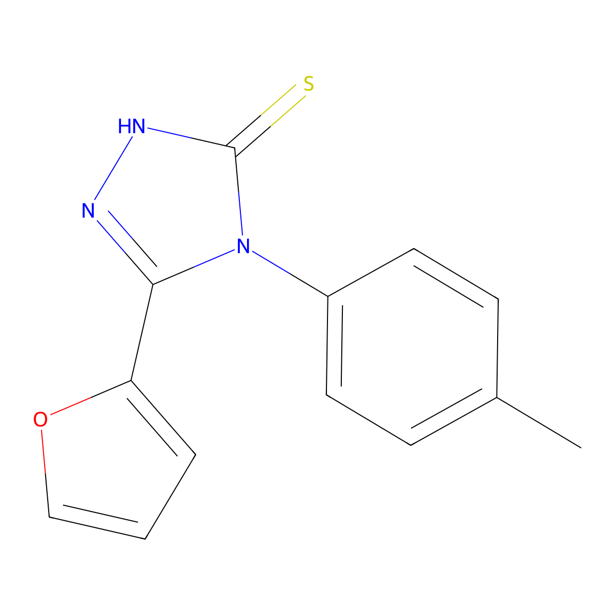 5-(furan-2-yl)-4-(4-methylphenyl)-4H-1,2,4-triazole-3-thiol molecular structure, CAS 60870-41-9
