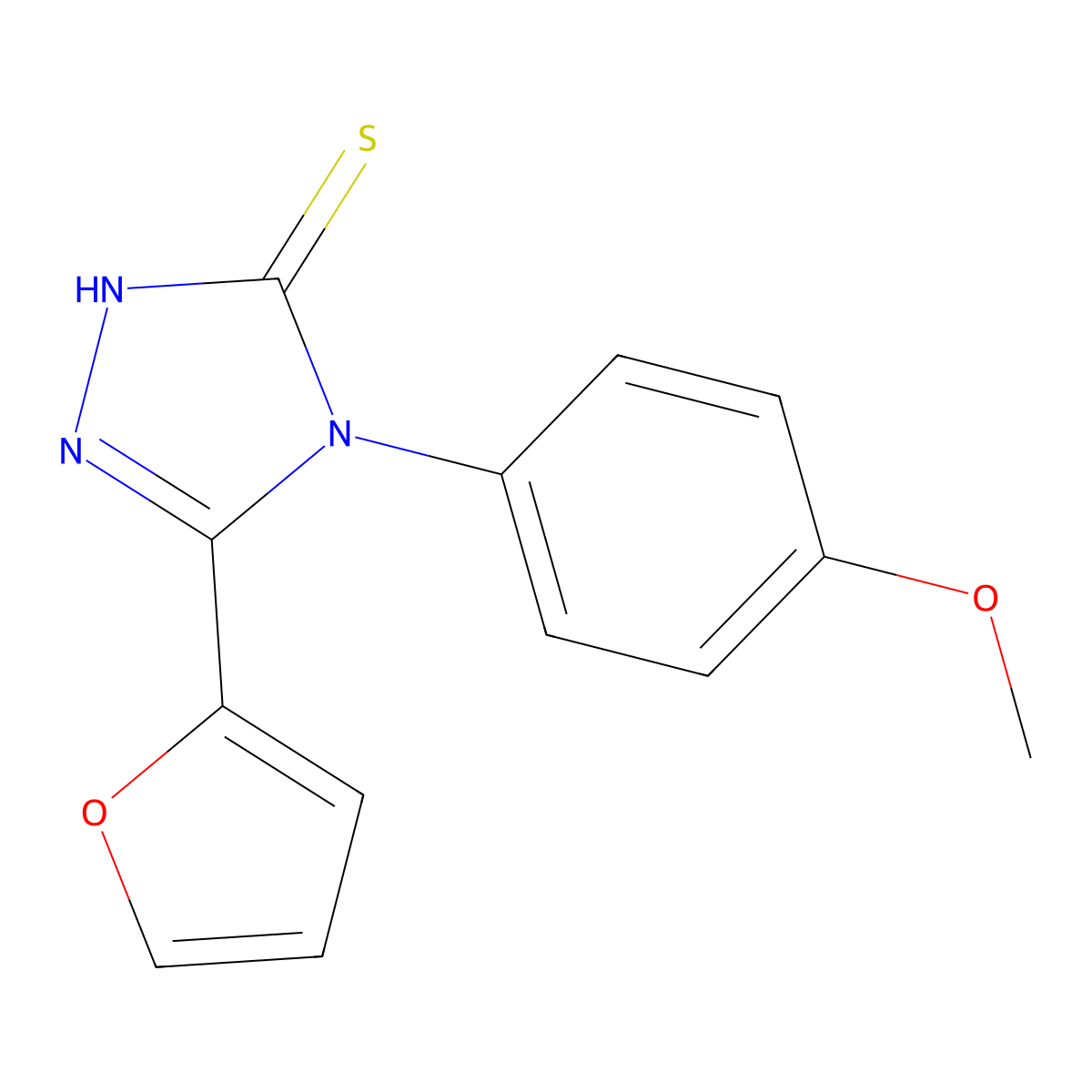 5-(furan-2-yl)-4-(4-methoxyphenyl)-4H-1,2,4-triazole-3-thiol molecular structure, CAS 60870-42-0