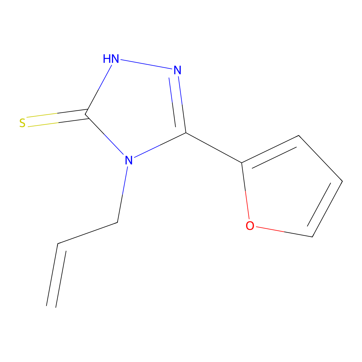 5-(2-Furanyl)-2,4-dihydro-4-(2-propen-1-yl)-3H-1,2,4-triazole-3-thione molecular structure, CAS 60870-43-1