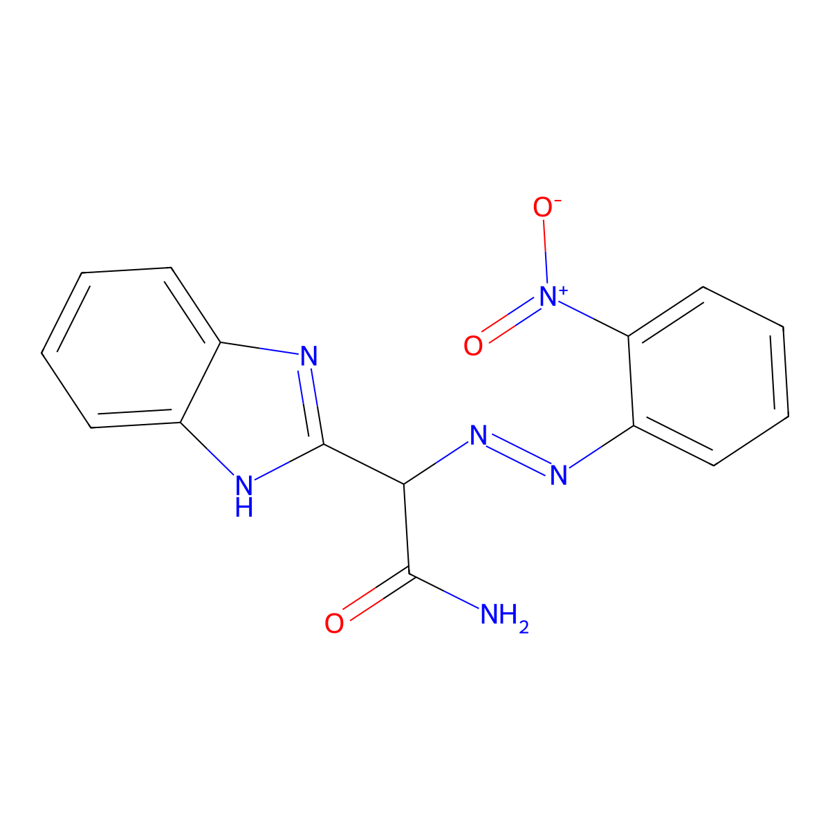 1H-Benzimidazole-2-acetamide, alpha-(2-(2-nitrophenyl)diazenyl)- molecular structure, CAS 60871-05-8