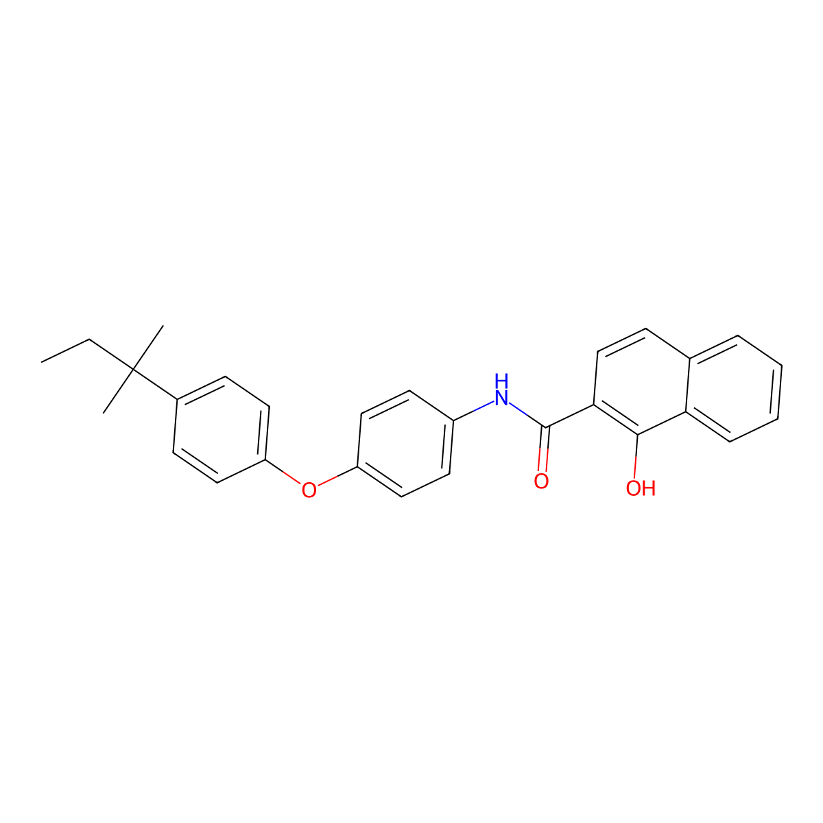 2-Naphthalenecarboxamide, N-(4-(4-(1,1-dimethylpropyl)phenoxy)phenyl)-1-hydroxy- molecular structure, CAS 60871-79-6