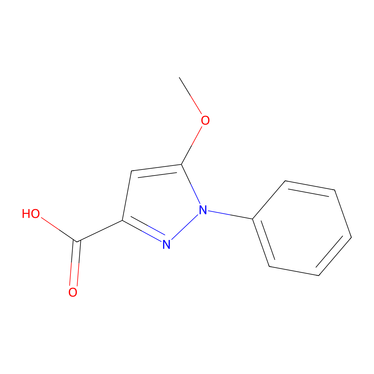 5-Methoxy-1-phenyl-1H-pyrazole-3-carboxylic acid molecular structure, CAS 60872-14-2