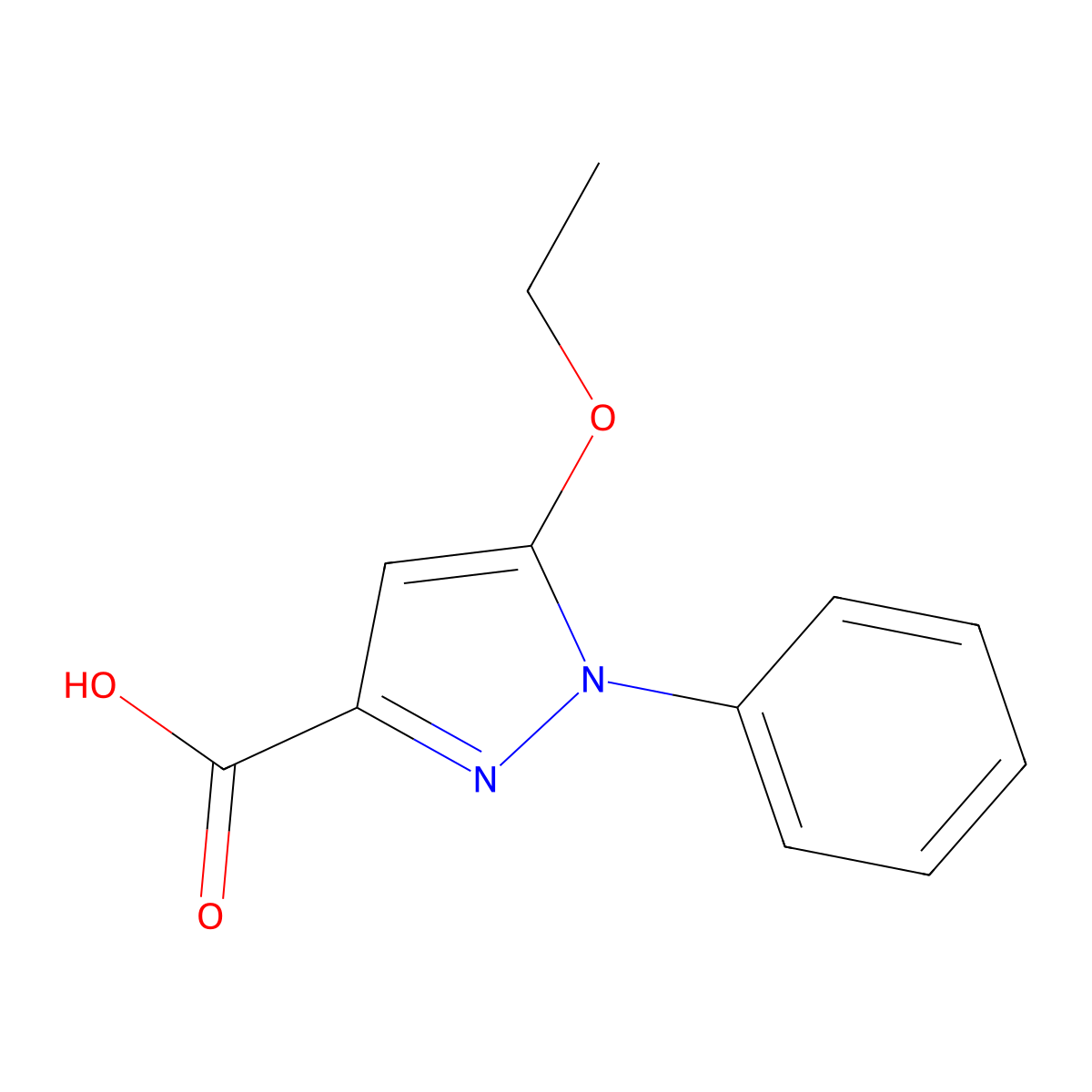 5-ethoxy-1-phenyl-1H-pyrazole-3-carboxylic acid molecular structure, CAS 60872-15-3