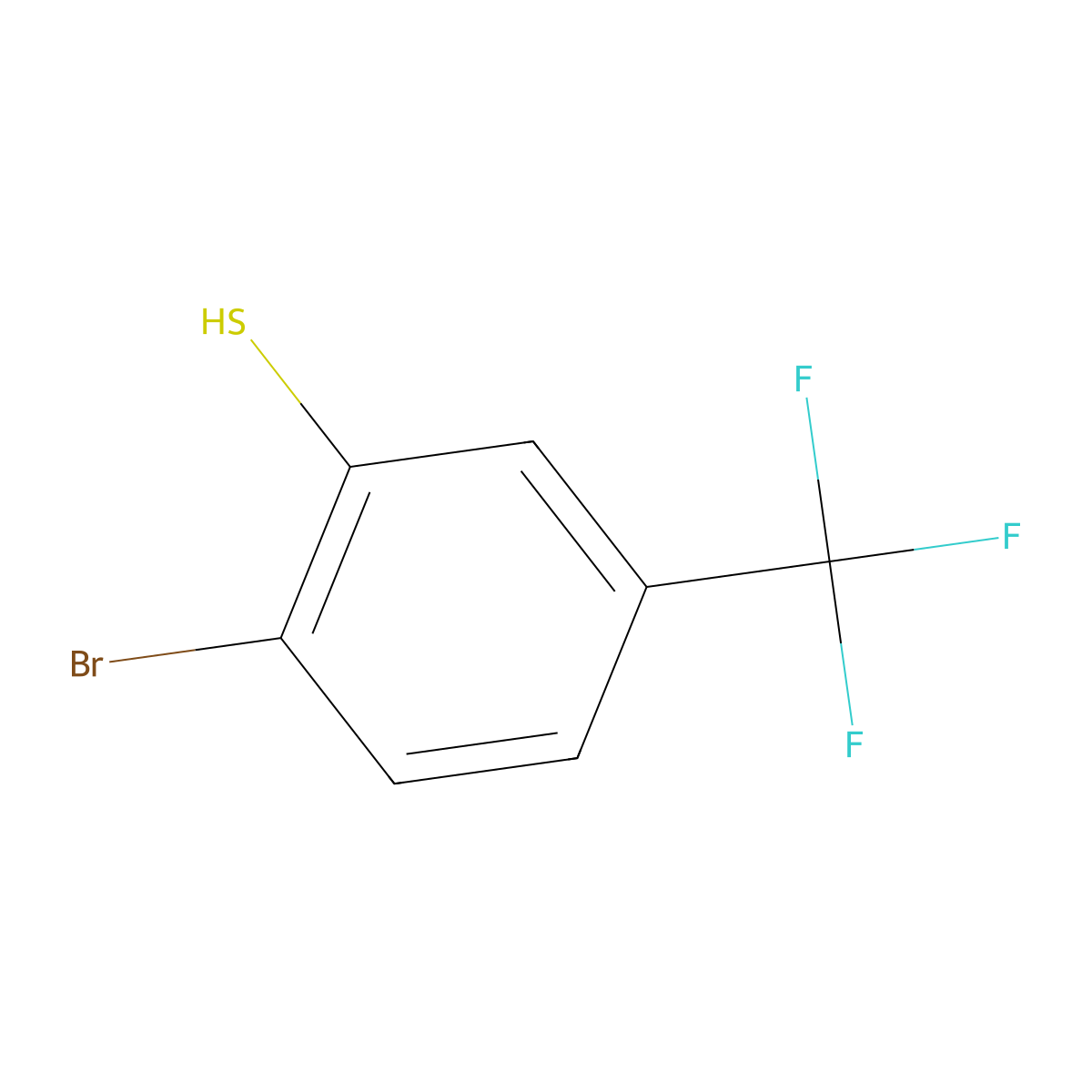 2-Bromo-5-trifluoromethylbenzenethiol molecular structure, CAS 60877-19-2