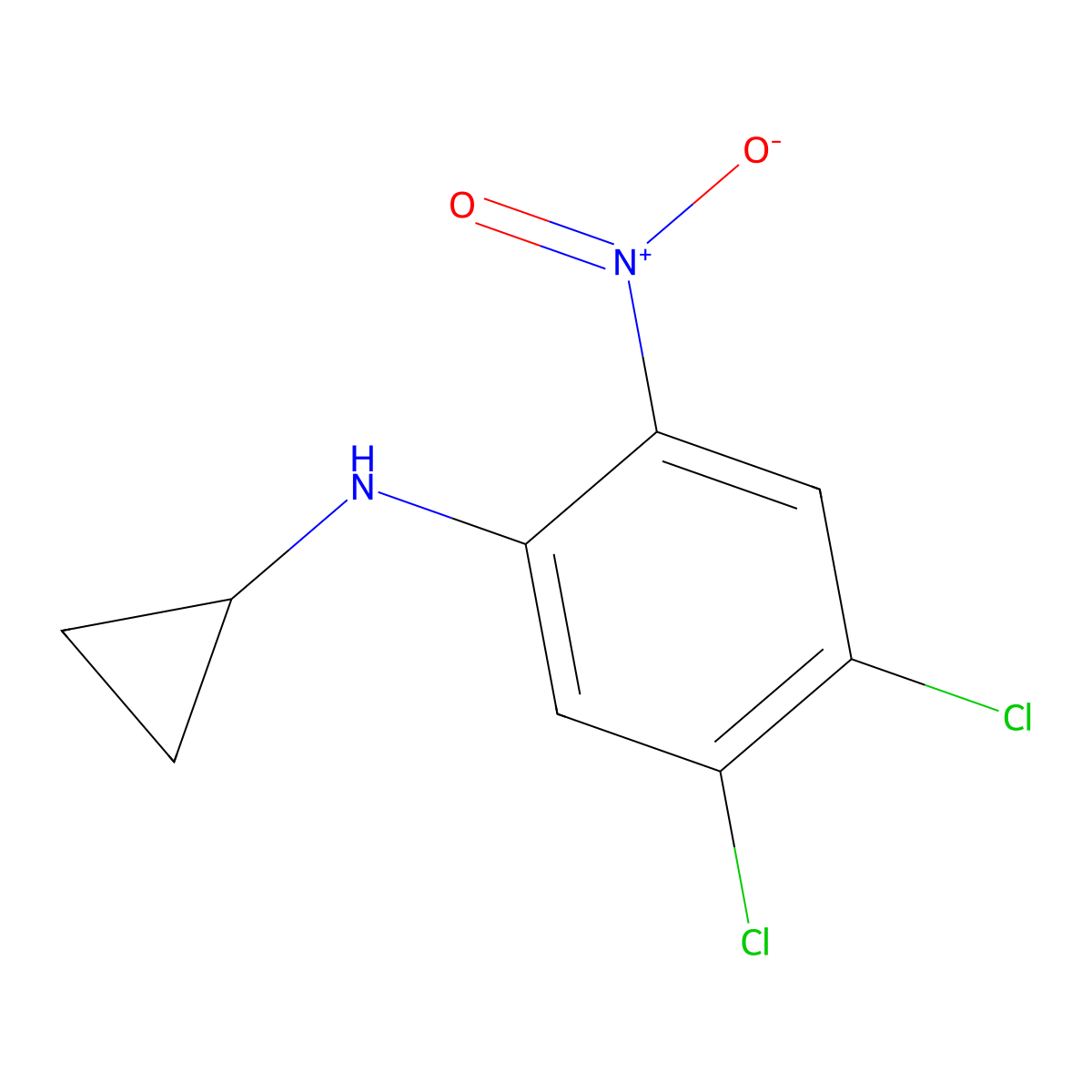 4,5-dichloro-N-cyclopropyl-2-nitroaniline molecular structure, CAS 60878-77-5