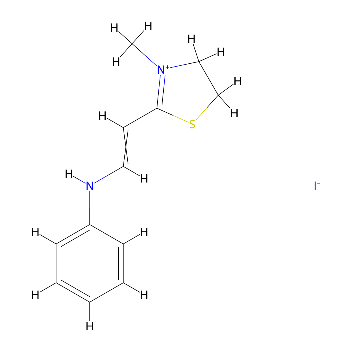 Thiazolium, 4,5-dihydro-3-methyl-2-(2-(phenylamino)ethenyl)-, iodide (1:1) molecular structure, CAS 60878-87-7
