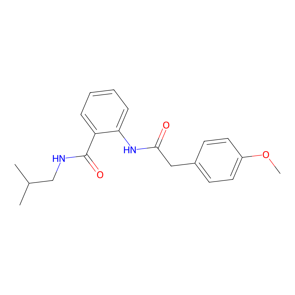 2-[[2-(4-methoxyphenyl)acetyl]amino]-N-(2-methylpropyl)benzamide molecular structure, CAS 6088-02-4