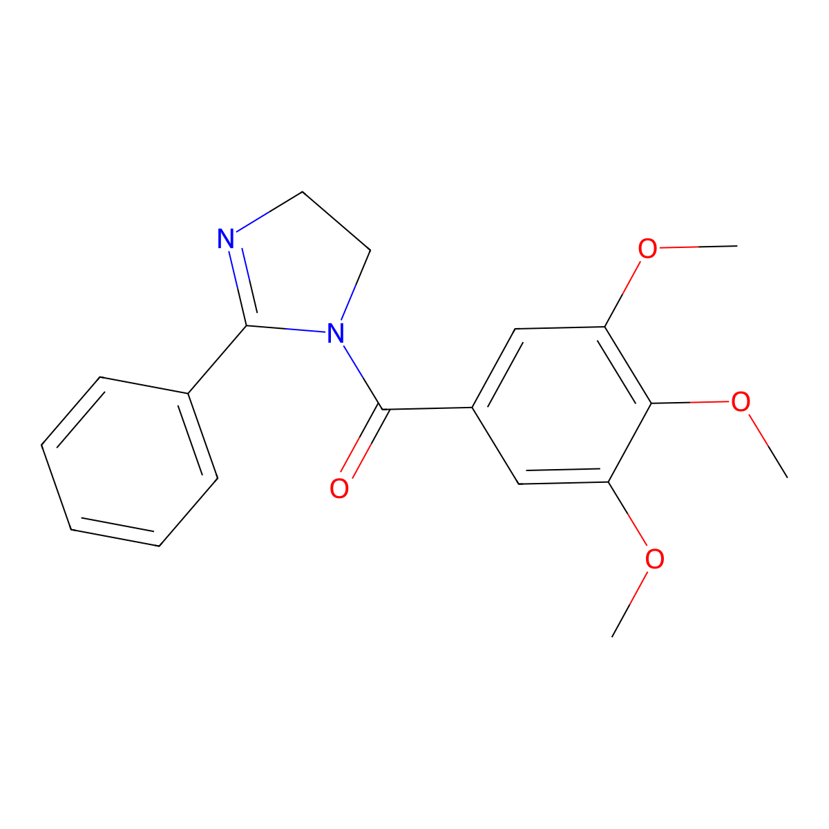(2-phenyl-4,5-dihydro-1H-imidazol-1-yl)(3,4,5-trimethoxyphenyl)methanone molecular structure, CAS 6088-56-8