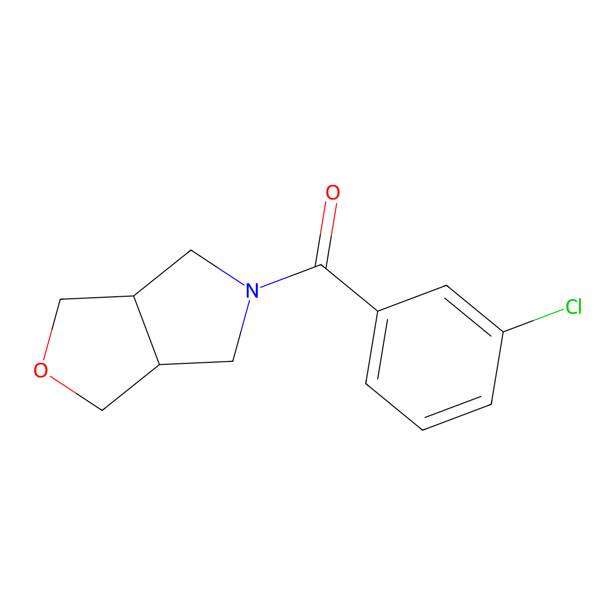 (3-Chlorophenyl)(tetrahydro-1H-furo[3,4-c]pyrrol-5(3H)-yl)methanone molecular structure, CAS 60889-39-6