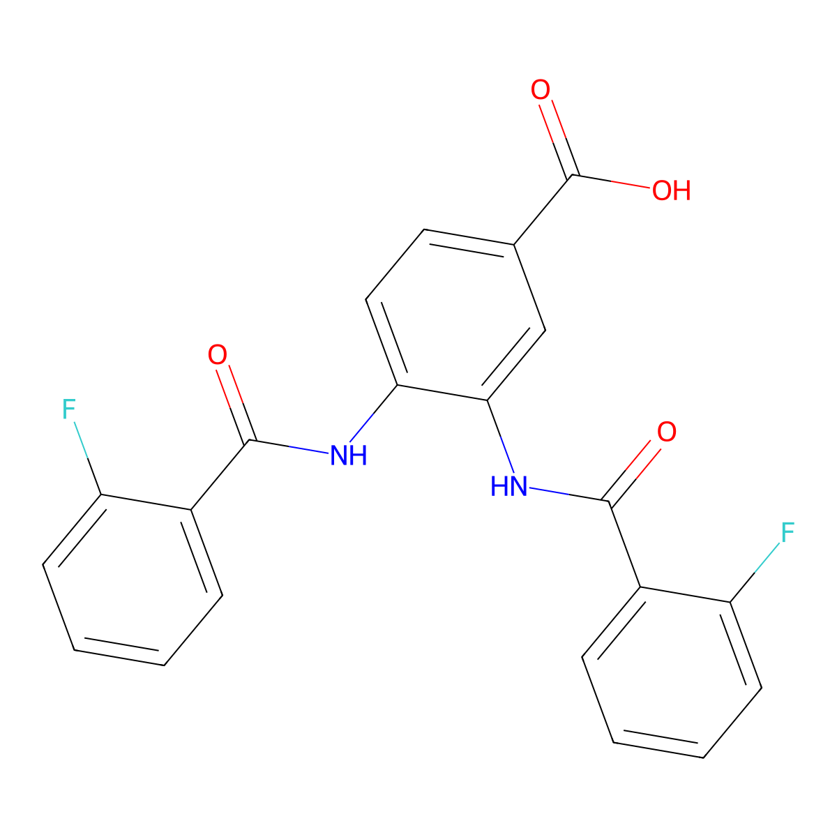 3,4-Bis[(2-fluorobenzoyl)amino]benzoic acid molecular structure, CAS 6089-39-0