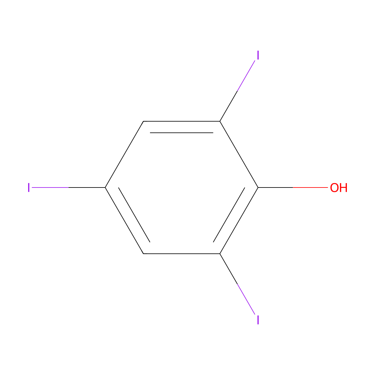 2,4,6-Triiodophenol molecular structure, CAS 609-23-4