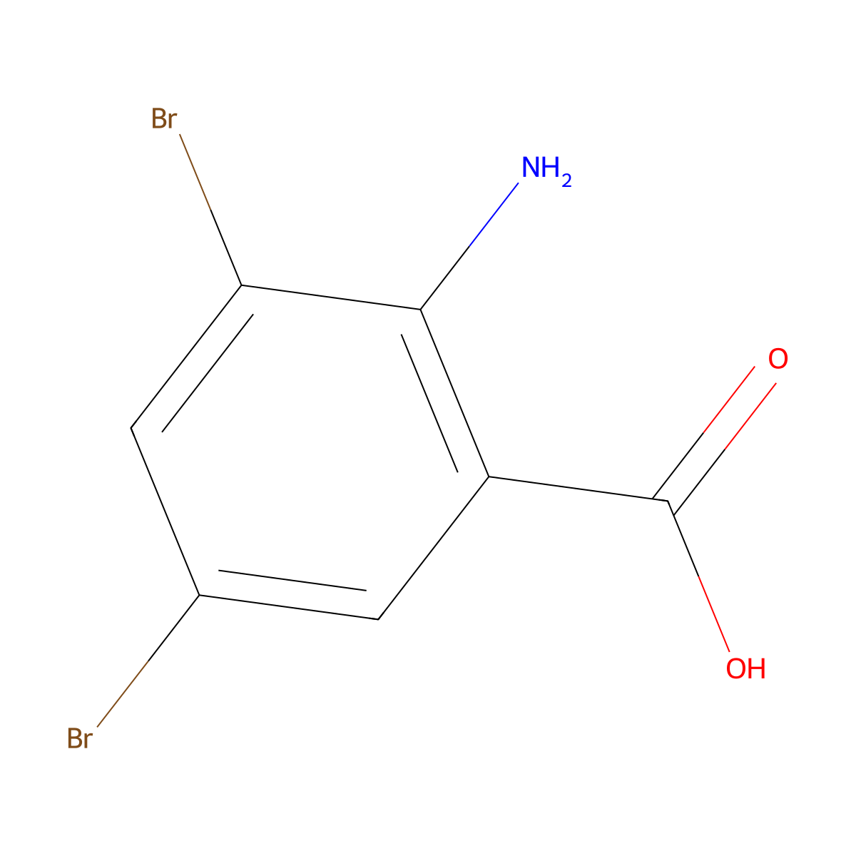 2-Amino-3,5-dibromobenzoic acid molecular structure, CAS 609-85-8